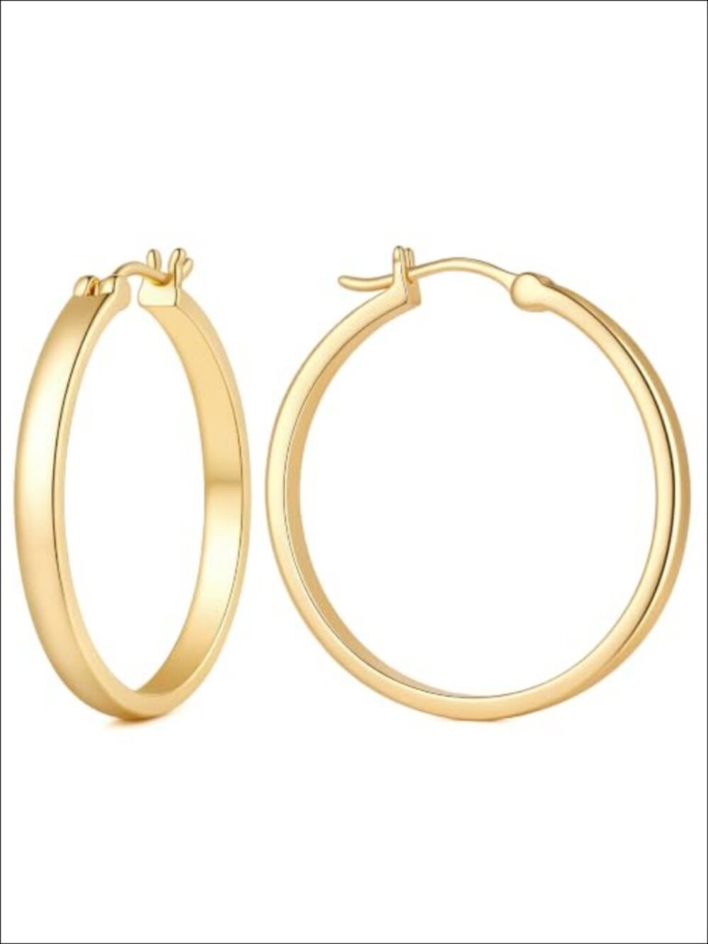 14K Gold Plated Hoop Earrings Latch Back 15-40mm